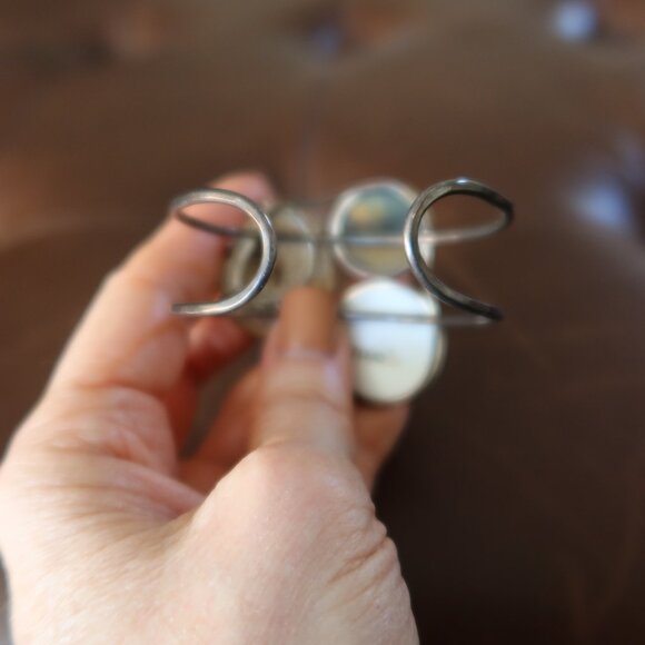 Melissa Joy Manning OOAK sterling silver, tigers eye, agate & fossil cuff MJM - Picture 8 of 16